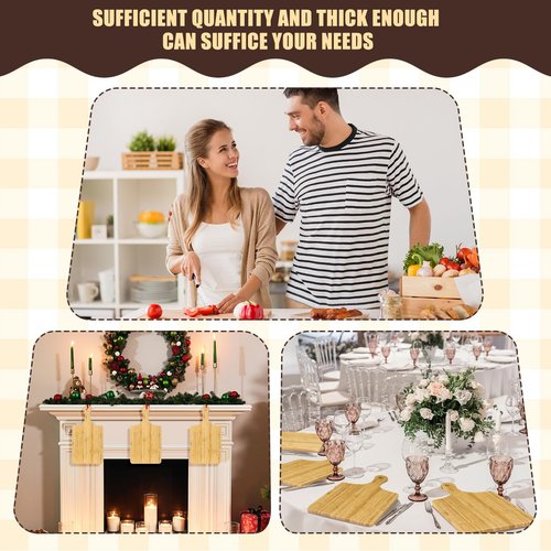 Zubebe 12 Pcs Bulk Wood Cutting Board with Handle Cutting Board for Laser Engraving, 13" x 7" Bamboo Serving Trays Charcuterie Trays for Customized Wedding Housewarming Mom Christmas Gift Party Favor