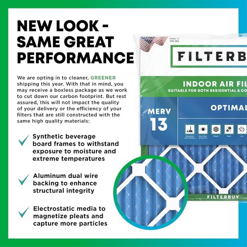 Filterbuy 20x20x1 Air Filter - MERV 13 Smoke & Allergy Defense | 6-Pack Electrostatic Pleated HVAC Filters (Actual Size: 19.5 x 19.5 x 0.75)