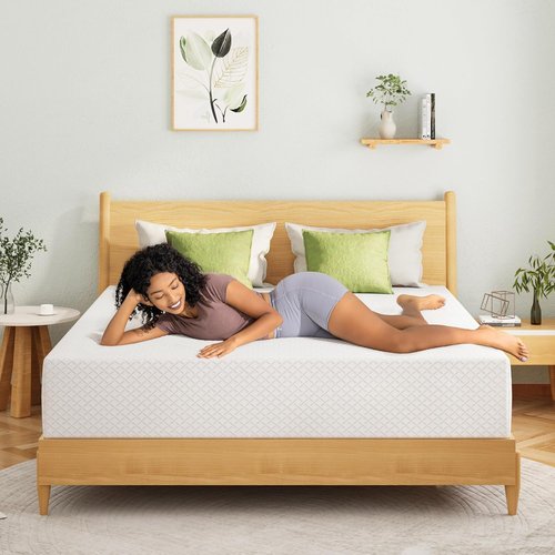 EGOHOME 6-Inch Queen Size Memory Foam Mattress - Cooling Green Tea Gel for Pressure Relief | CertiPUR-US Certified, 80''L x 60''W, White