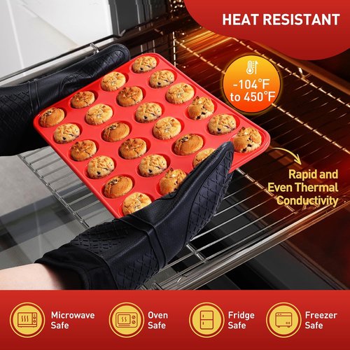 **Socisen Silicone Mini Muffin Pan - 24 Cups with Metal Reinforced Frame | Perfect for Cupcakes & Cheesecakes**