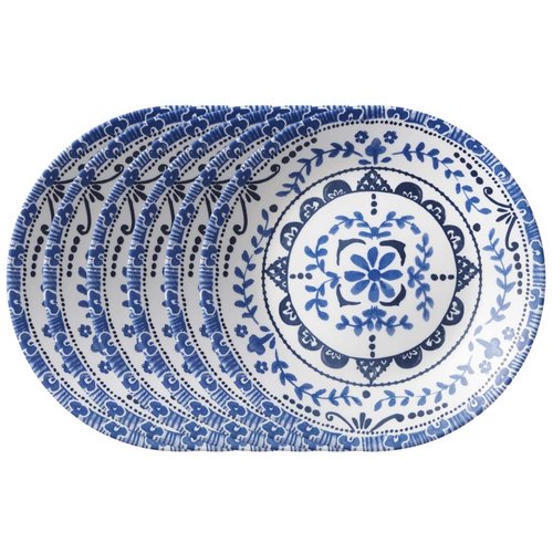 Corelle Vitrelle 6-Piece Appetizer Plates Set Triple Layer Glass and Chip Resistant, 6-3/4-Inch Lightweight Round Plates, Portofino