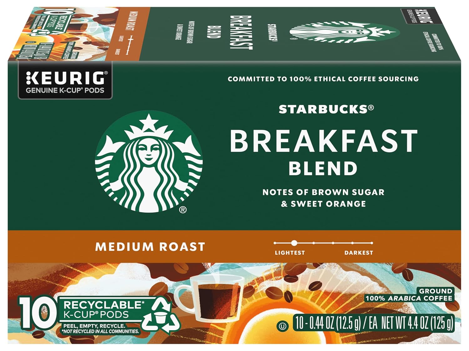 Starbucks K-Cup Pods - Breakfast Blend Medium Roast Coffee | 10 Pods Per Box, Pack of 3 Boxes
