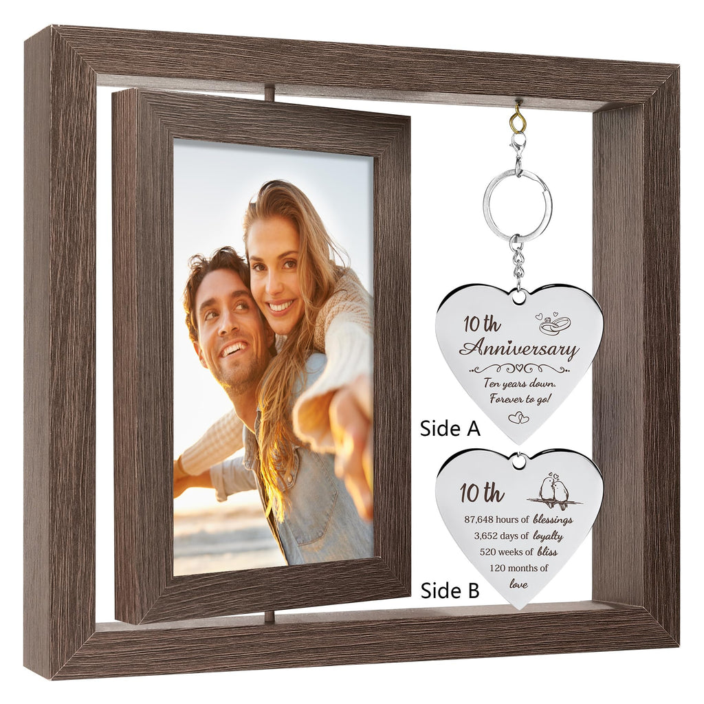 10 Year Anniversary Picture Frame Gifts for Couple 10 Year Anniversary Decorations Gifts for Wife 10 Year Gift Anniversary Customized Photo Frame Happy 10th Aniversario Decorations Gift for Him