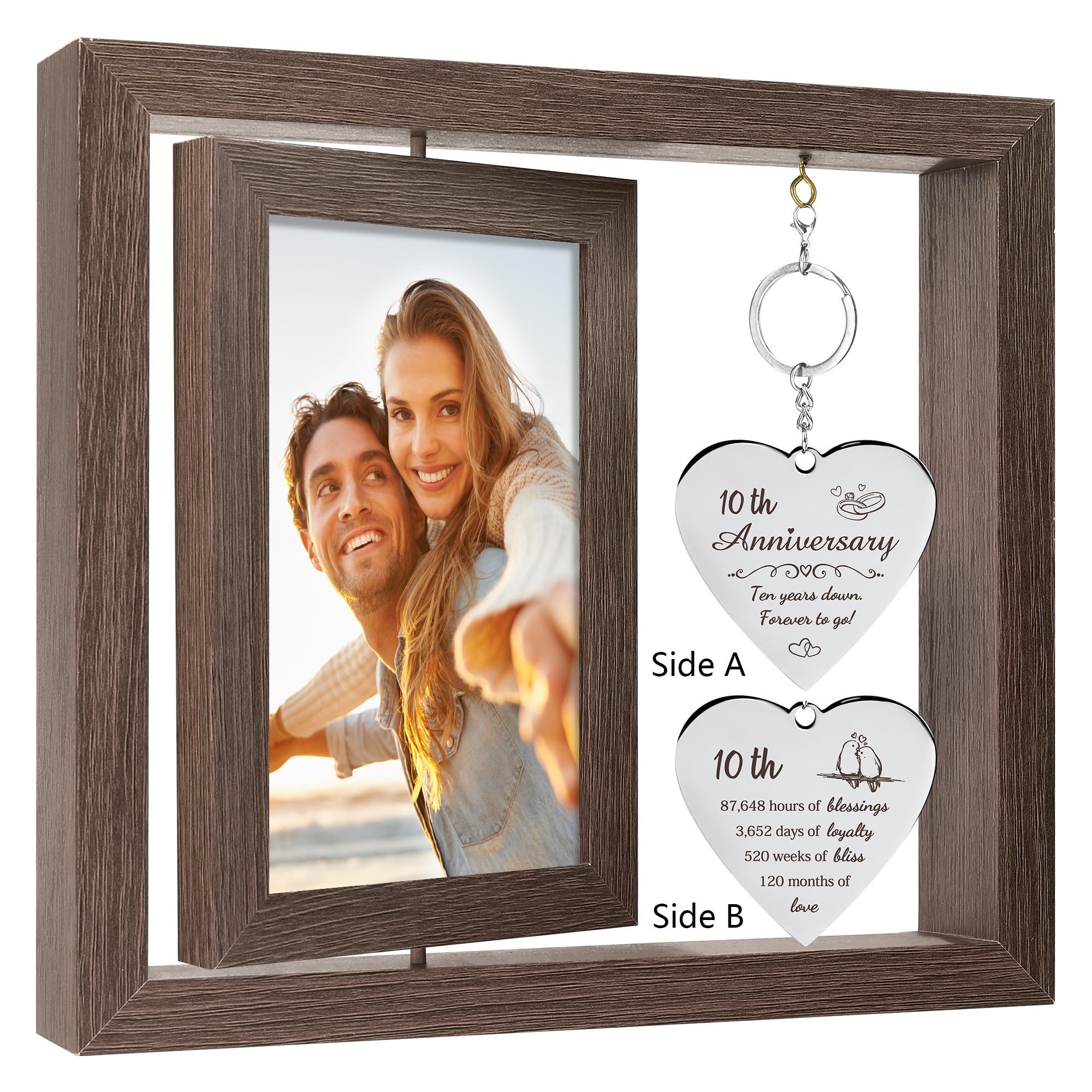 10 Year Anniversary Picture Frame Gifts for Couple 10 Year Anniversary Decorations Gifts for Wife 10 Year Gift Anniversary Customized Photo Frame Happy 10th Aniversario Decorations Gift for Him