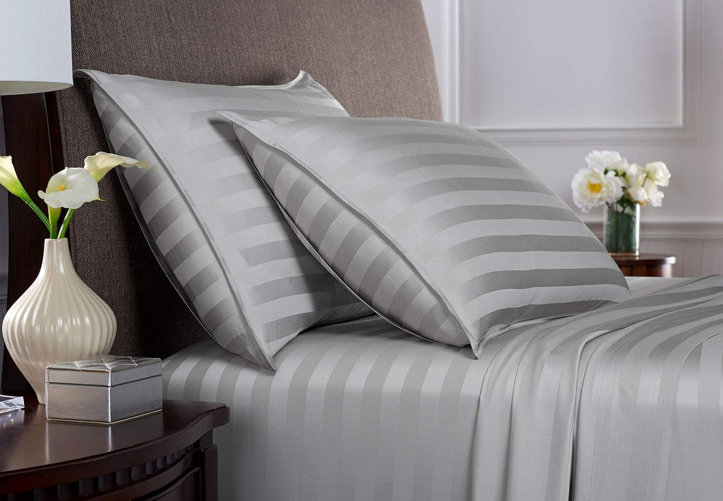 Pure Bamboo Queen Sheets - Luxuriously Soft 100% Organic Viscose Bed Sheet Set | Jacquard Silver, Double Stitching, 2-Year Quality Promise