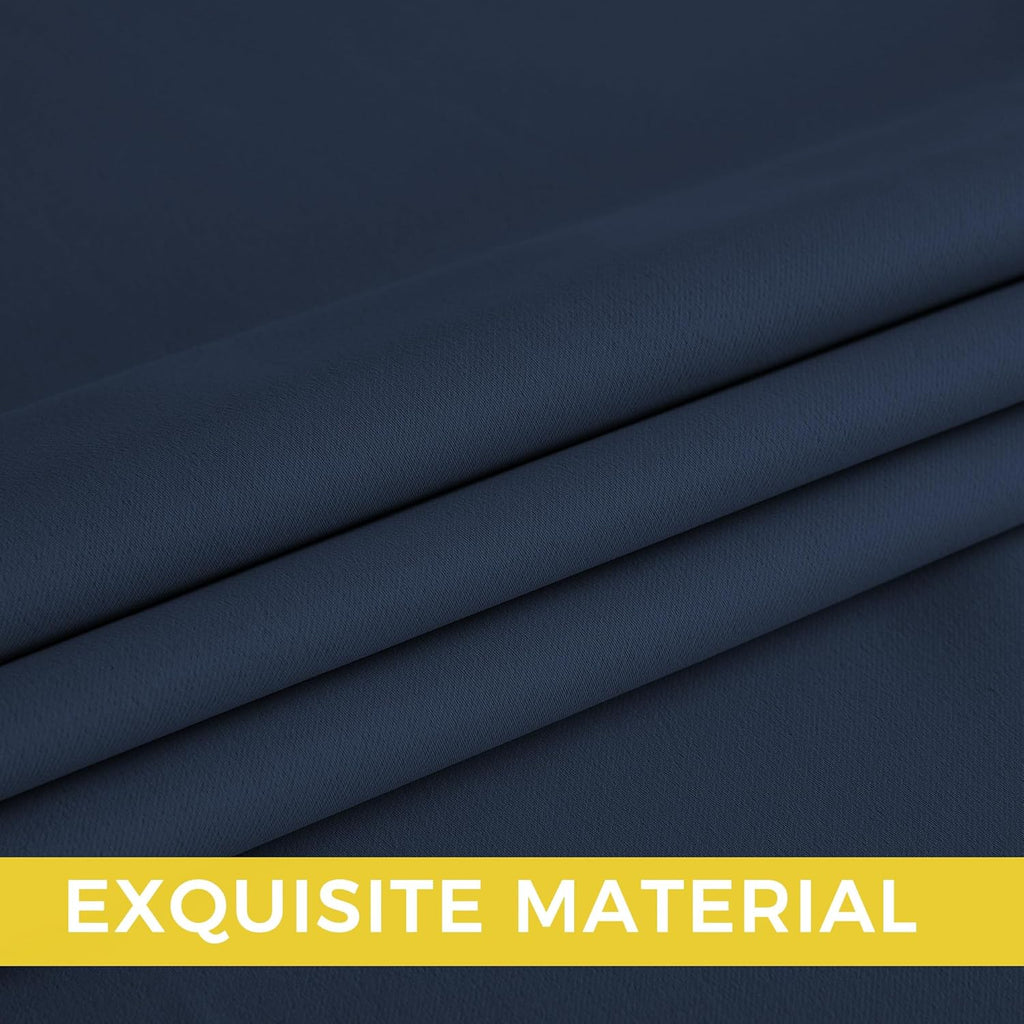 NICETOWN Room Darkening Curtains - Navy Blue Drapery Panels, 52" W x 108" L for Light Control