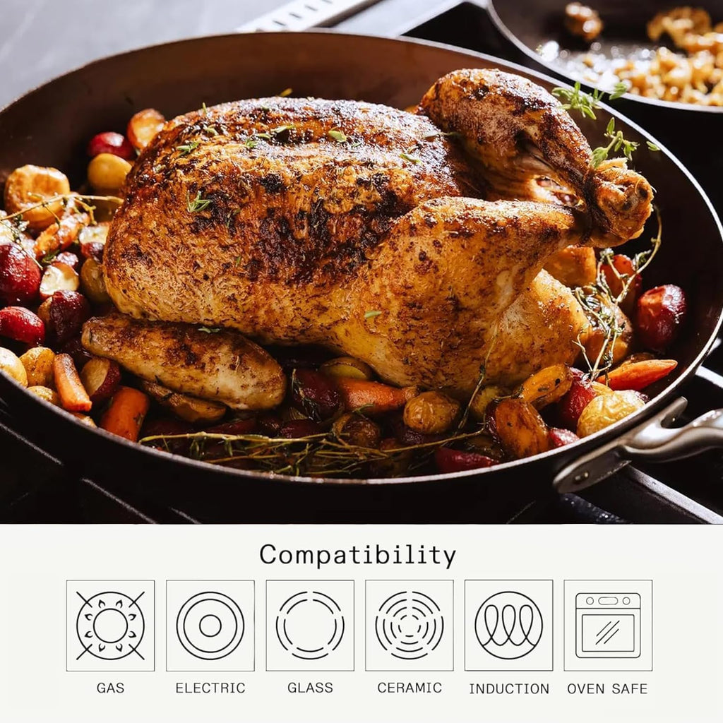 Made In Cookware | 3-Piece Seasoned Blue Carbon Steel Frying Pan Set - Induction Compatible | Professional Quality