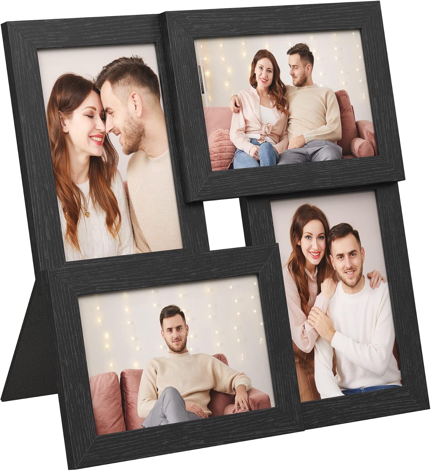 SONGMICS Collage Picture Frames - Set of 4, 4x6 Multi-Photo Wall Decor in Ink Black | Stylish Gallery Display