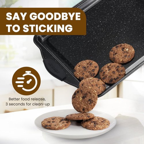 Kikcoin Nonstick Baking Pans Set - 22 PCS Stackable Bakeware with Silicone Handles | 450°F Oven Safe, Easy Release