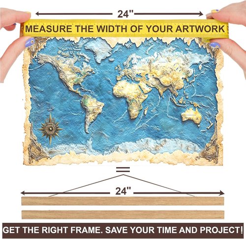 DACRI HOME Magnetic Poster Hanger Frame - Sturdy Teak Wood Design for 24x18, 24x30, 24x36 Prints | Strong Magnets for Easy Wall Art Display