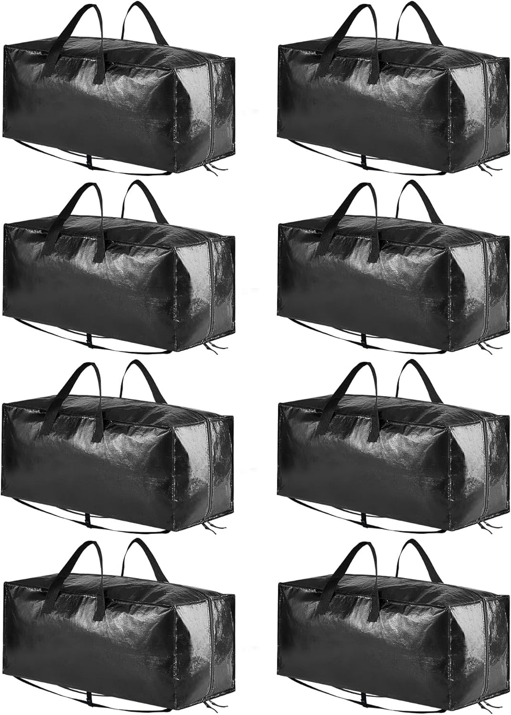 SpaceAid Heavy Duty Moving Bags - 8 Pack Large Storage Totes with Backpack Straps & Strong Handles | Black
