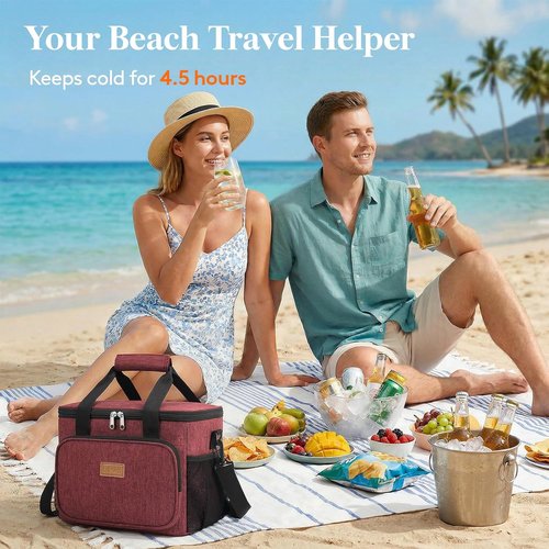 Lifewit Insulated Lunch Bag - Large Soft Cooler Tote for Men & Women | Burgundy 24-Can (15L)