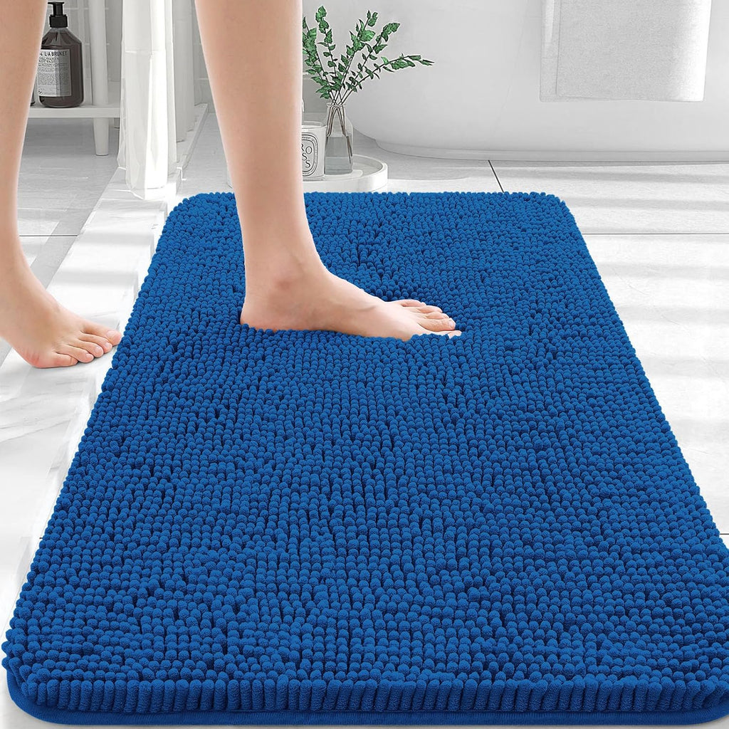 OLANLY Bathroom Rugs - Extra Soft Chenille Bath Mats | Quick Dry & Machine Washable, 30x20, Deep Navy Blue