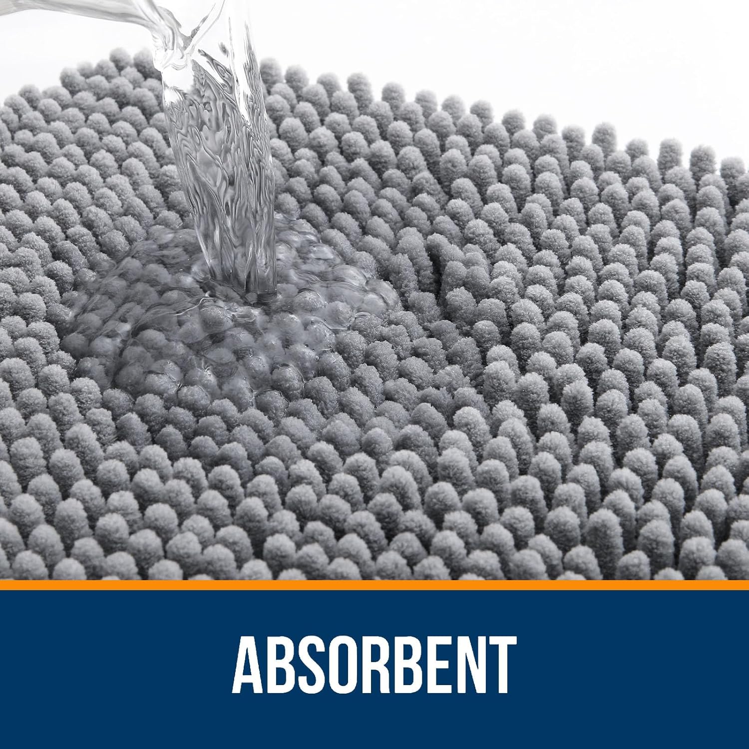 OLANLY Bath Mats Set - Soft Absorbent Chenille Rugs | Non-Slip, Quick Dry, Machine Washable (Grey, 30"x20" + 24"x16")