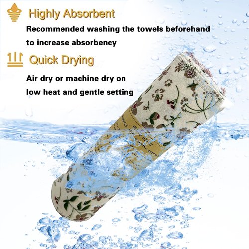 Reusable Paper Towel Rolls 20 Pack,Washable Napkin Cloth Value Set of 4 Colors 20 Pack of Paperless Towel-100% Cotton, Super Soft, Absorbent Made to Last (Blooming)