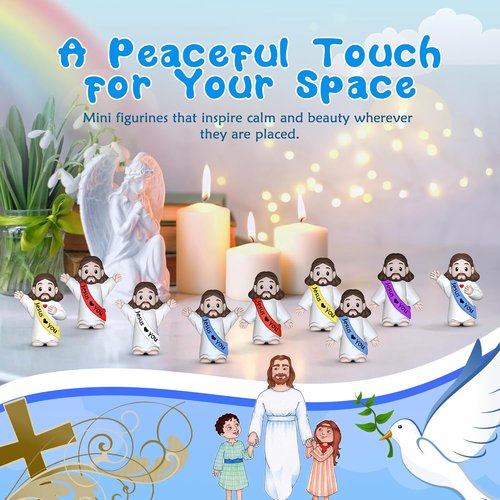 Little Jesus Figurines - 300 Pcs Mini Statues for Easter Egg Stuffers & Religious Gifts | Multicolor Decorations
