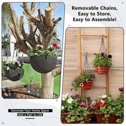 Garini 23-Inch Hanging Basket Chains - 3 Pack Plant Hangers with Hooks for Flower Pots & Lanterns | Black