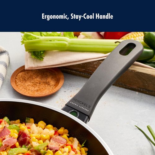 HENCKELS x EMERIL Lagasse Nola 2-pc Nonstick Frying Pan Set, 9.5-inch and 11-inch Frying Pan, Heavy-Gauge Aluminum for Fast, Even Heat Cooking, Made in Italy, Black