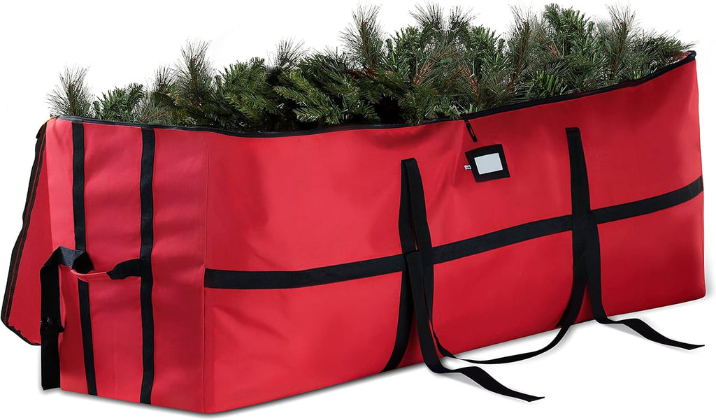 ZOBER Christmas Tree Storage Bag - Fits 9 Ft Trees - Durable 600D Oxford Fabric - Red with Strong Straps & Card Slot