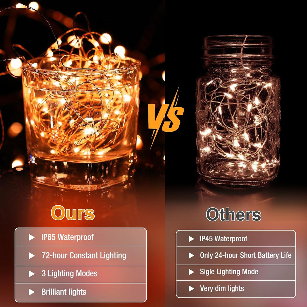 Skiennix 12 Pack Fairy Lights - 7ft 20 LED Battery Operated Twinkle Lights | Waterproof Mini String Lights for DIY Party & Wedding Decor - Orange