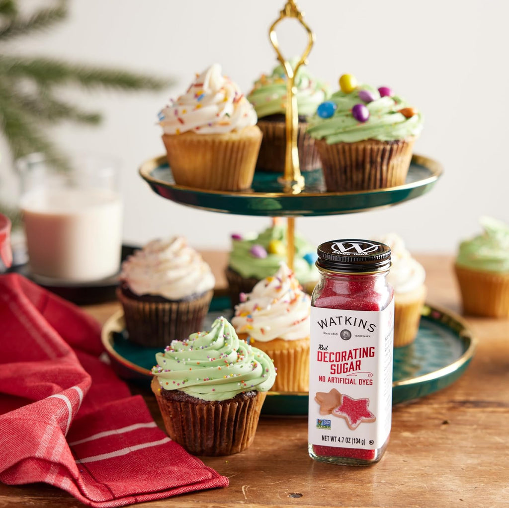 Watkins Red Decorating Sugar - Non-GMO & Kosher | No Artificial Dyes, 4.7 Ounce Jar