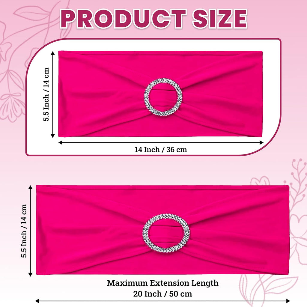 MDS Spandex Chair Sashes - Premium Stretch Covers with Buckle Slider for Weddings & Events | Magenta, Pack of 100