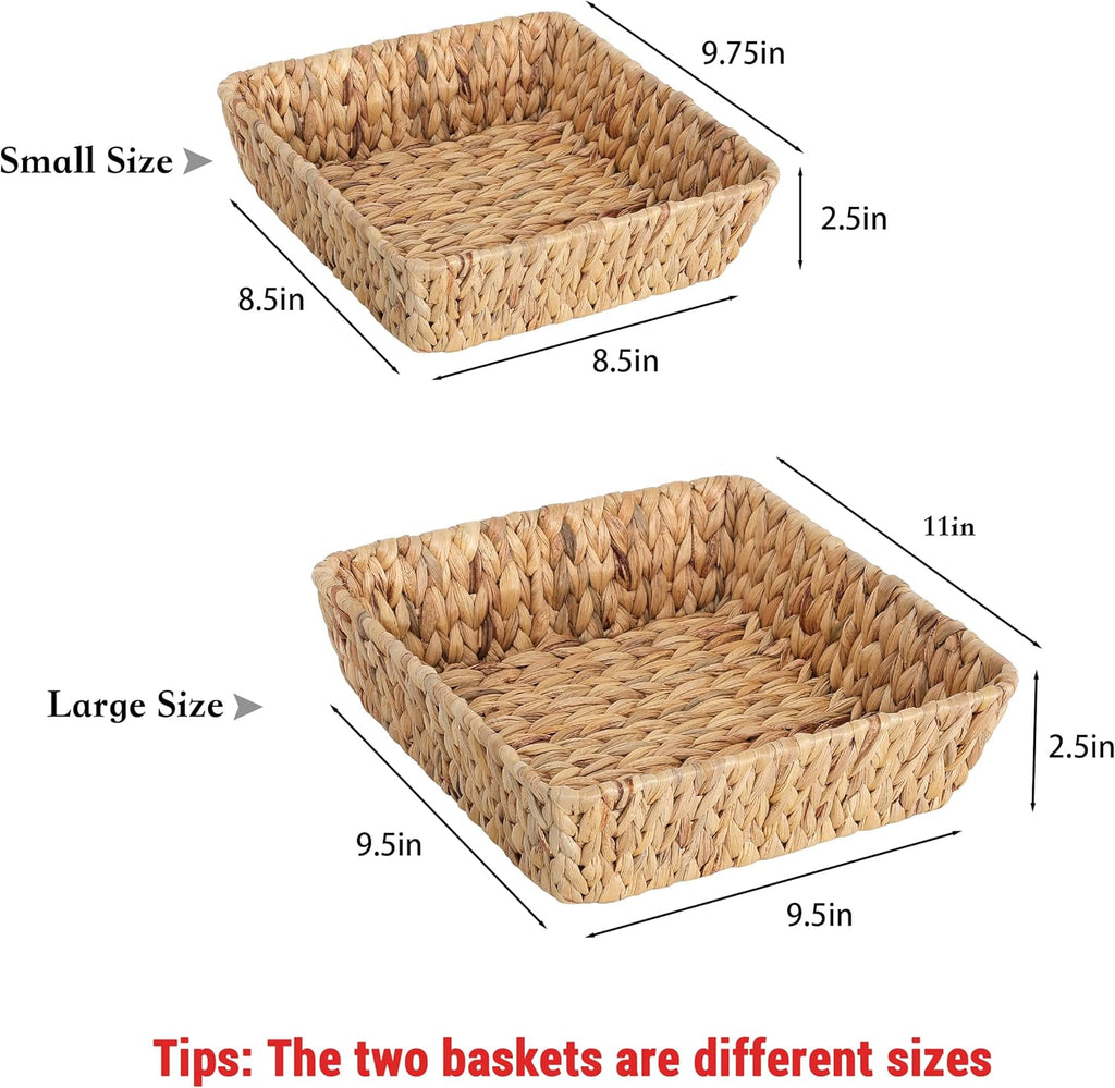 Woven Wicker Decorative Baskets by [Brand Name] - Small Rattan Tray Set for Organizing | Perfect for Gifts, Entryway, and Office