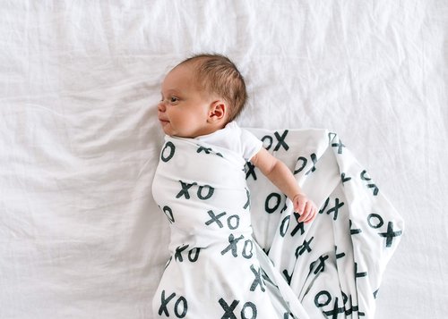 Copper Pearl Large Premium Knit Baby Swaddle Receiving Blanket XOXO