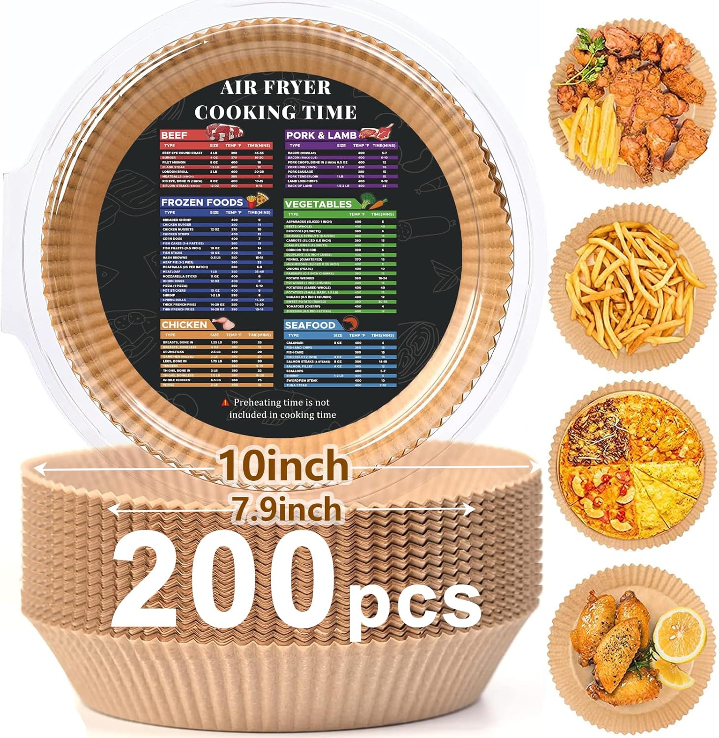 200PCS Air Fryer Liners - Non-Stick 8 Inch Parchment Paper for 5-8 QT Air Fryers | Waterproof & Oil-Proof