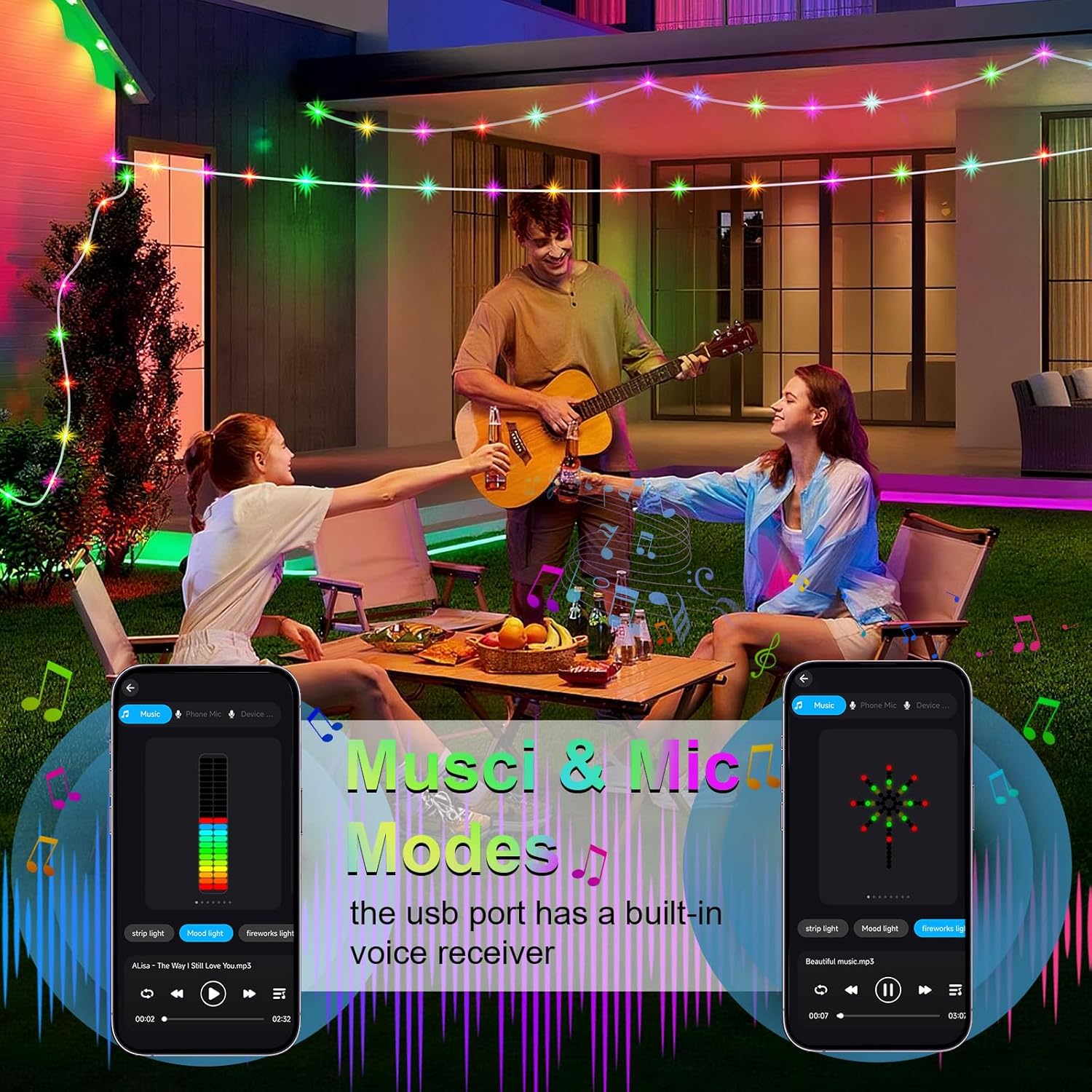 Skiennix USB Plug-In Christmas Fairy String Lights - 16ft 50 LED Color Changing with App Control & Remote Timer