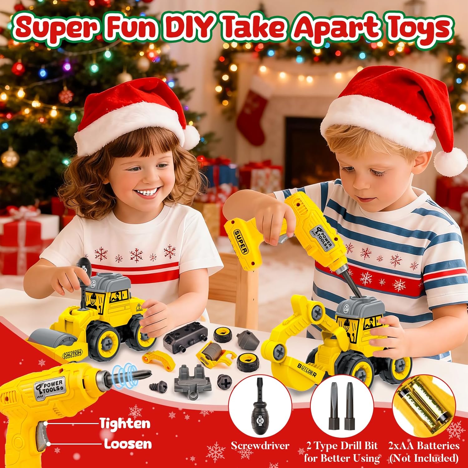 Advent Calendar 2025 | Boys' 24-Day Christmas Countdown with 6PCS Take Apart Construction Car Toys