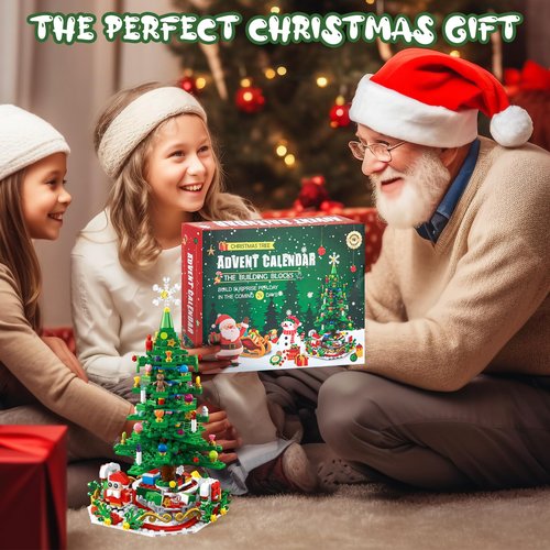 Coovernier Advent Calendar 2025, Christmas Countdown Building Set with LED Light & 2 Play Modes, 24-Day Holiday Activity for Kids & Adults, Creative Christmas Gift for Ages 6+