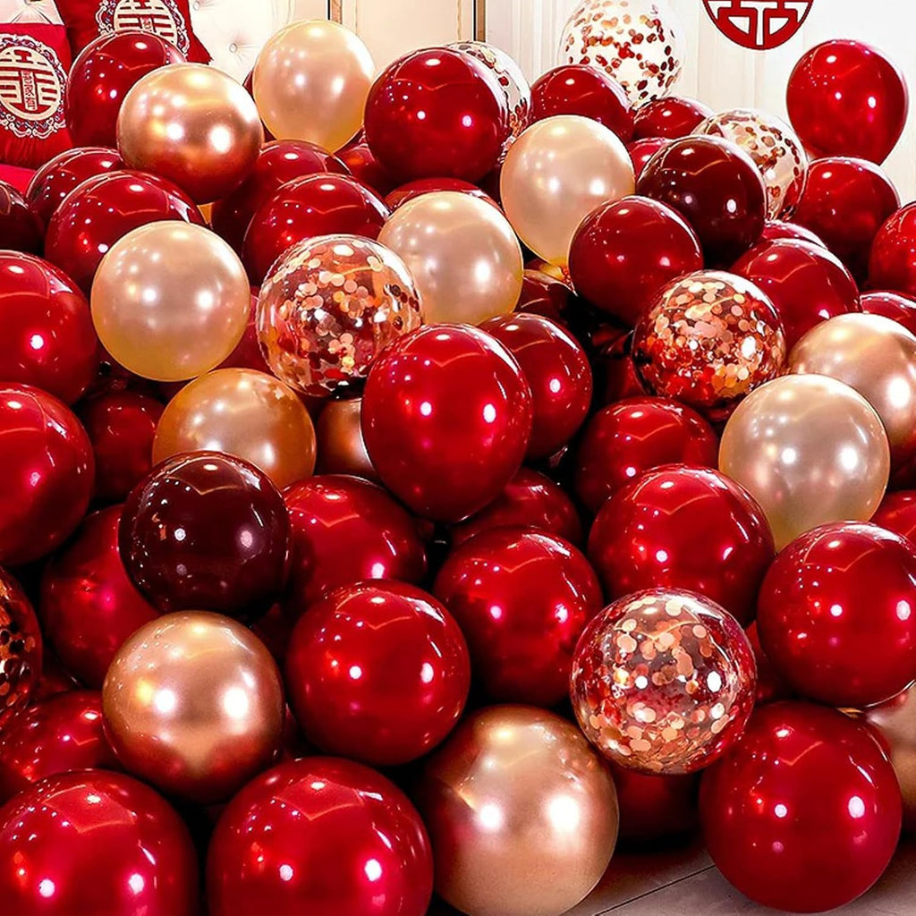Voircoloria Ruby Balloon Garland Kit - 90 Pack of 5/10/12/18 Inch Balloons for Weddings, Birthdays & Anniversaries