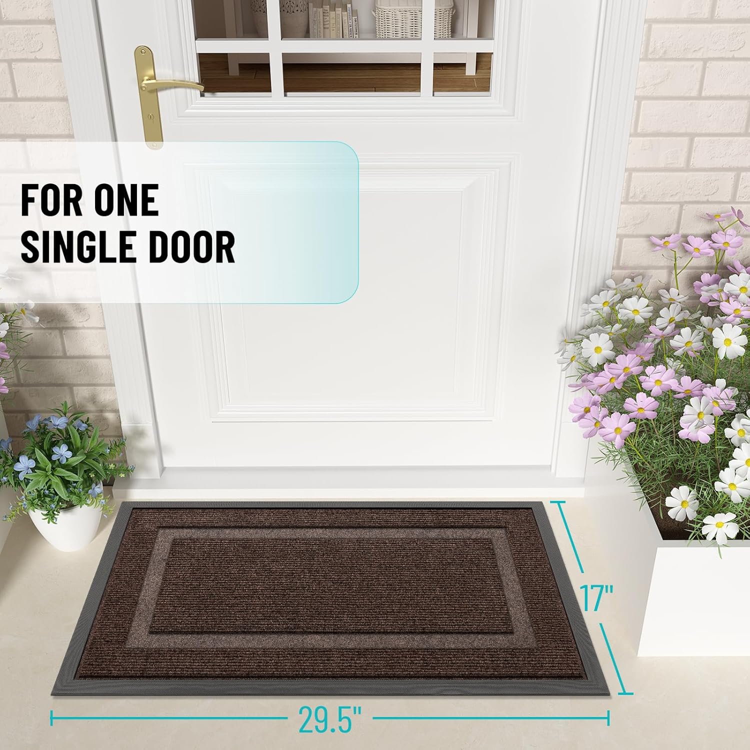 OLANLY Waterproof Front Door Mat - All-Season Indoor/Outdoor Doormat, Easy Clean, 29.5x17, Dark Brown