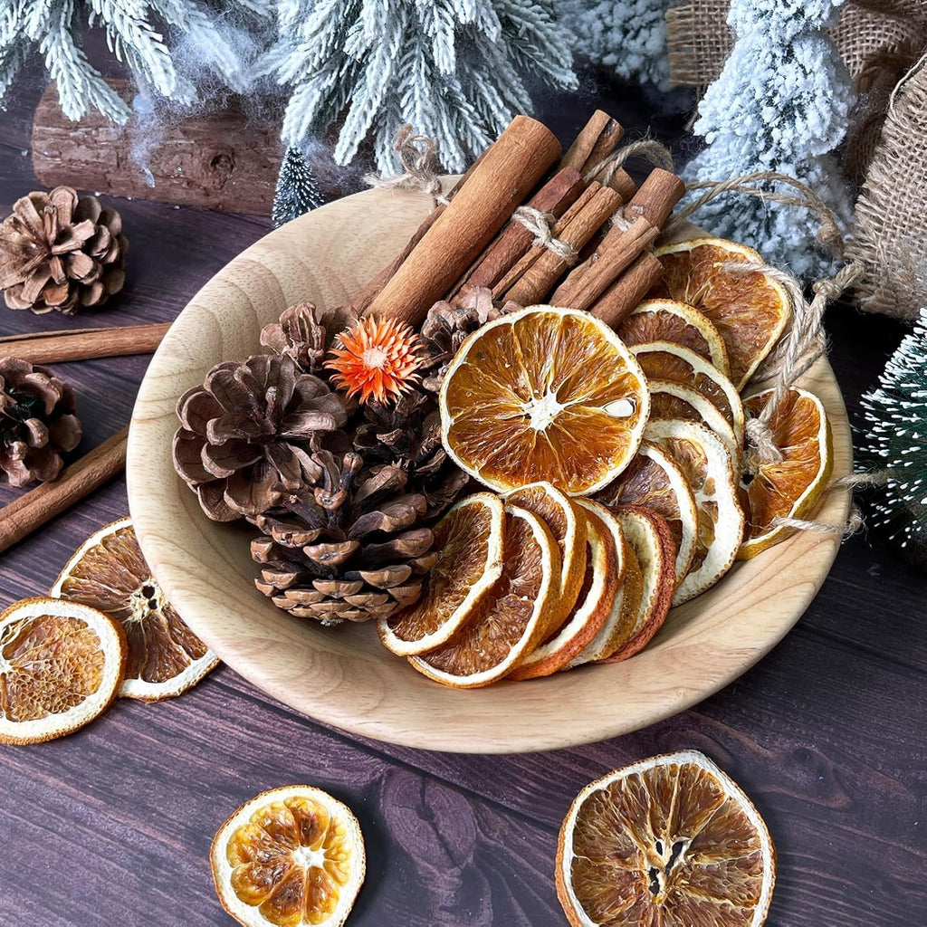 Rustic Christmas Tree Ornaments Set by [Brand Name] - 32pcs with Dried Orange Slices, Cinnamon Sticks & Pine Cones | Perfect for DIY Holiday Decor