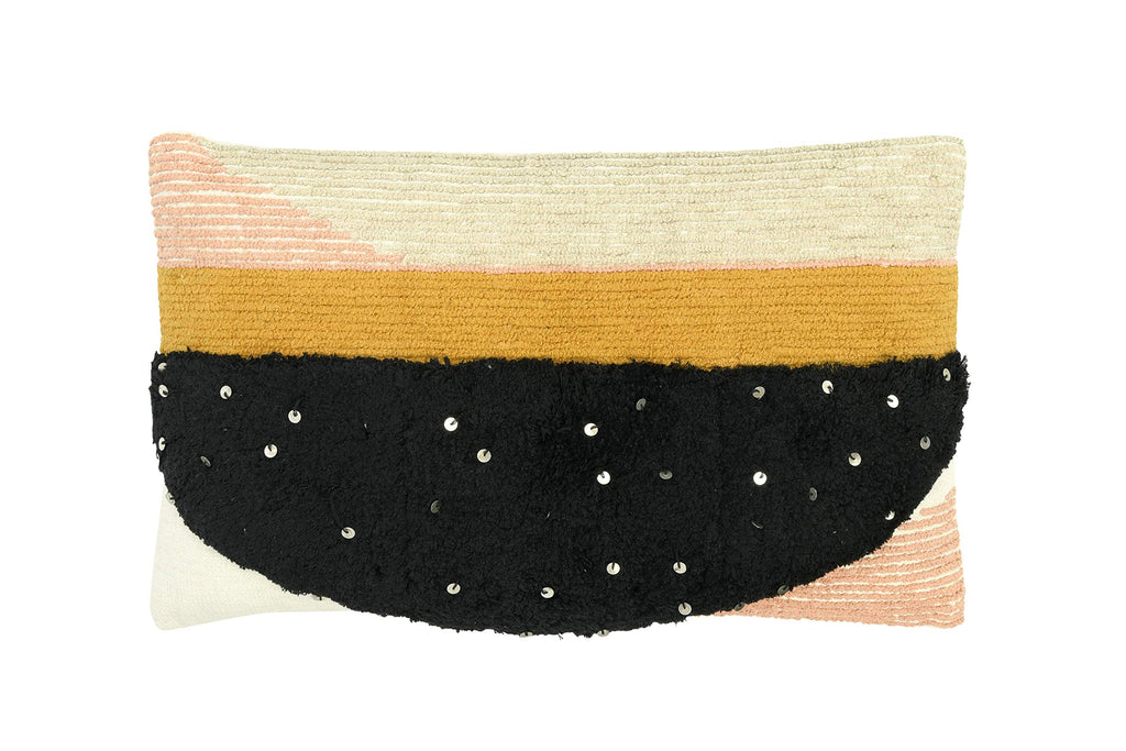 Creative Co-Op Rectangle Multi-Textured Cotton Geometric Shapes Lumbar Pillow, Multicolor