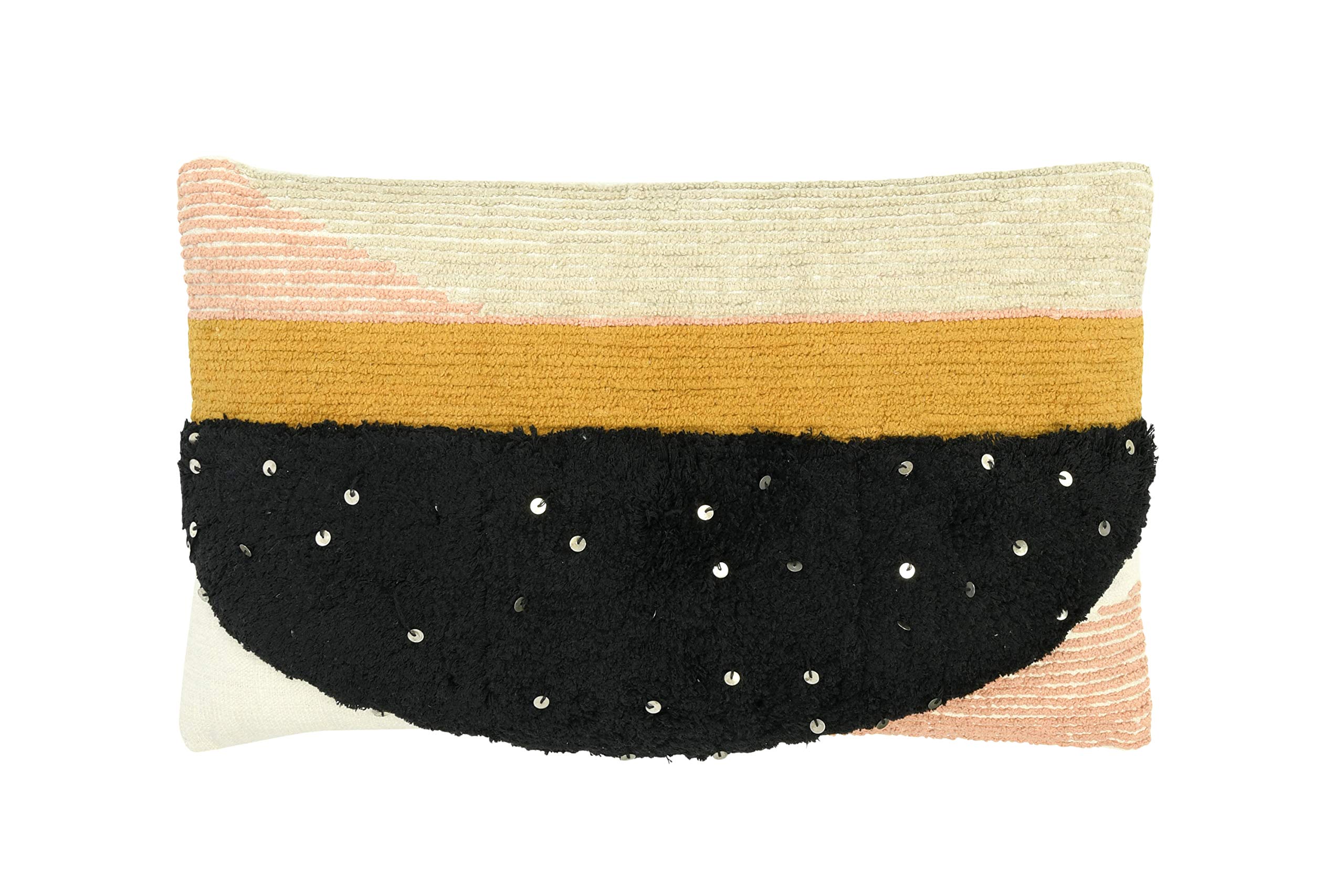 Creative Co-Op Rectangle Multi-Textured Cotton Geometric Shapes Lumbar Pillow, Multicolor