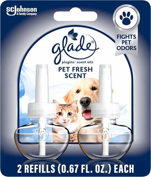 Glade PlugIns Refills Air Freshener - Pet Fresh Scent with Essential Oils | 0.67 Fl Oz, 2 Count