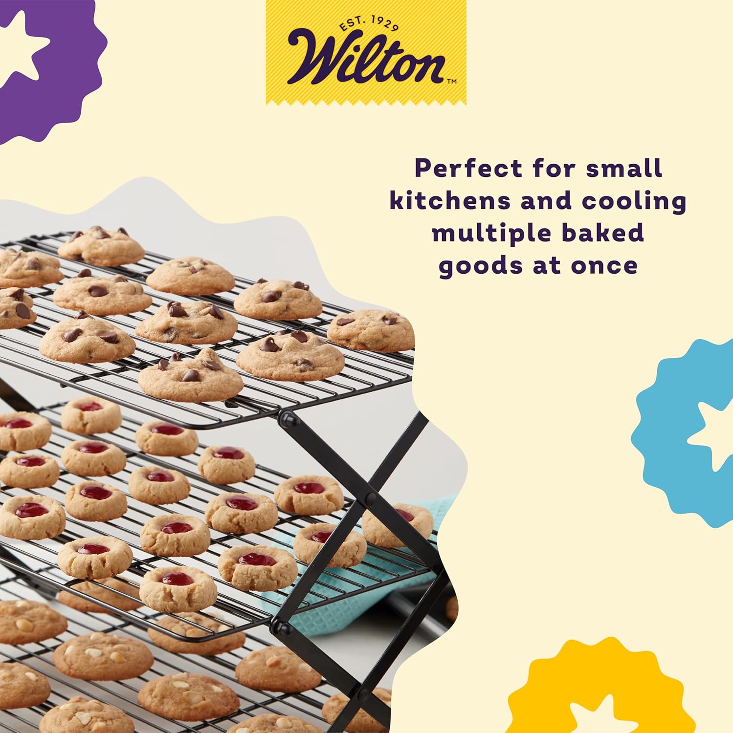 Wilton Gold Non-Stick Bakeware - Premium Warp-Resistant Design | 3-Tier Cooling Rack
