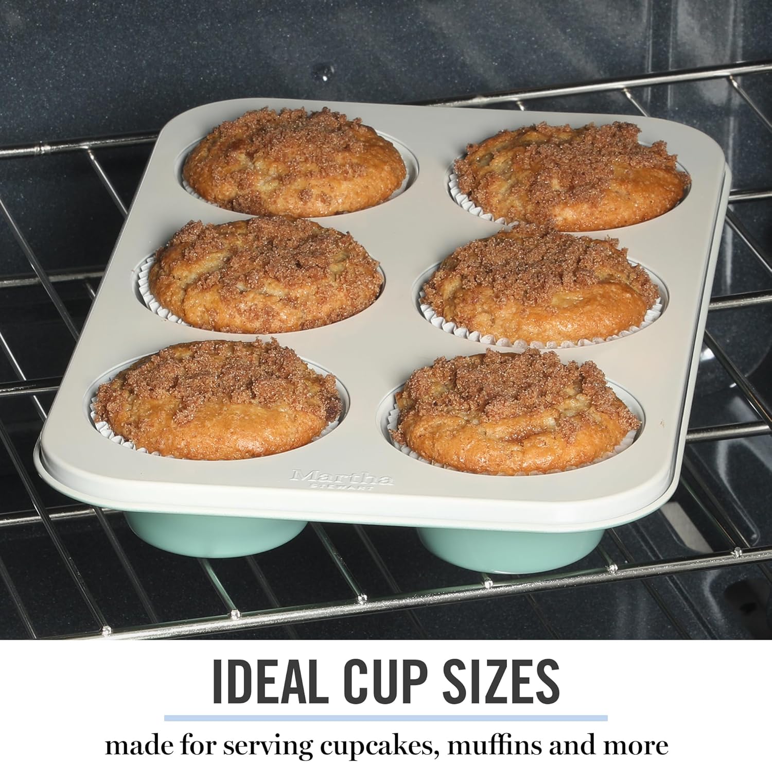 Martha Stewart Gallen 6-Cup Nonstick Muffin Pan - Durable Teal Bakeware for Perfect Cupcakes & Mini Cakes