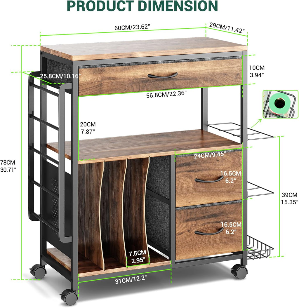 PUNLUXU Wrapping Paper Storage Cart - Rolling Gift Wrap Organizer with Ribbon & Bag Storage | Ideal for Crafts