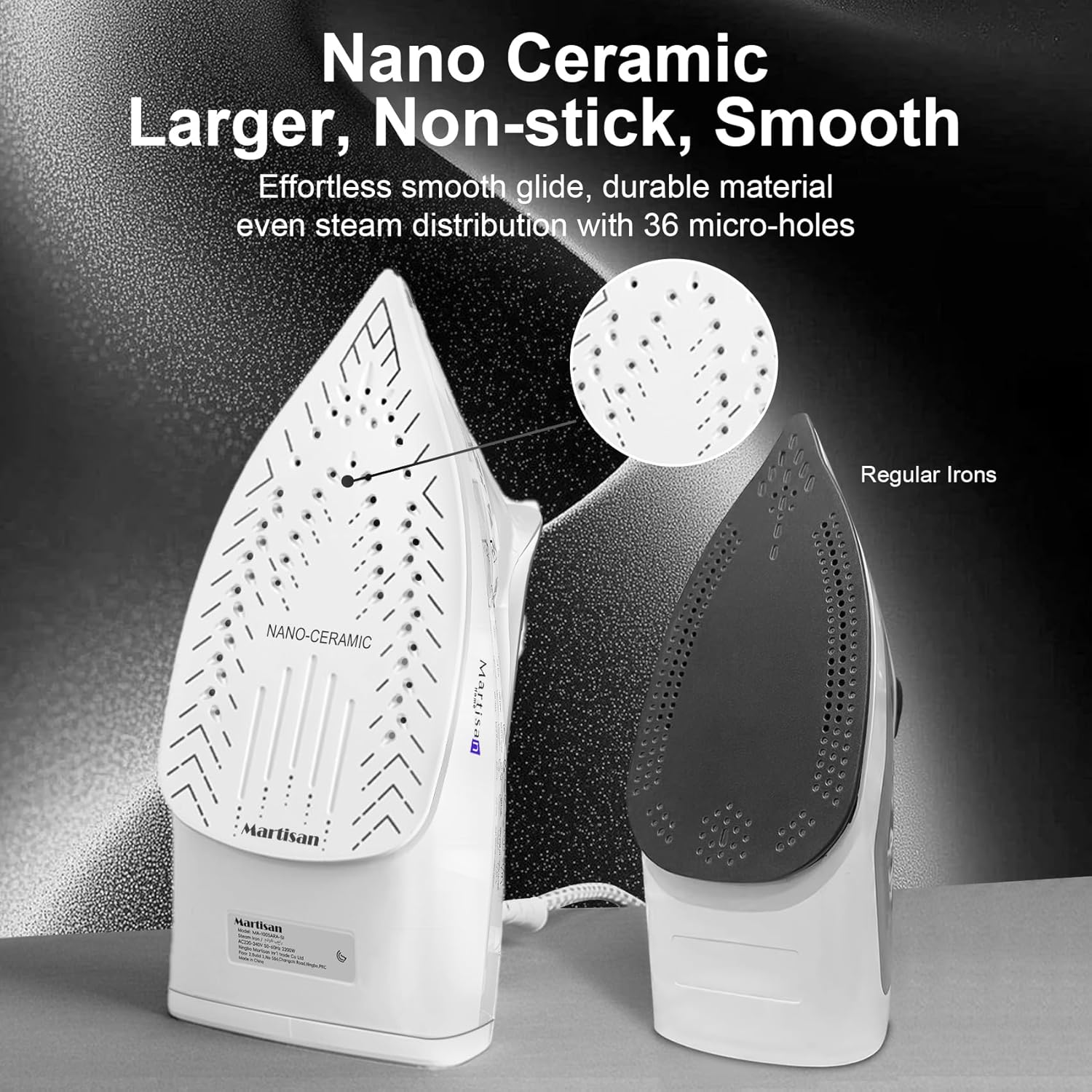 Martisan Steam Iron - 1800W Nano Ceramic Soleplate | Dynamic Steam Burst & Precise Thermostat for All Fabrics