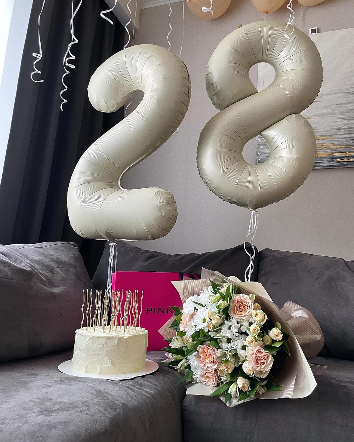 Number 8 Balloon - Cream 40 Inch Birthday Decoration for Boys & Girls | Party Supplies