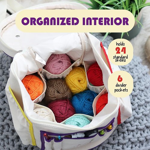 Hearth & Harbor Crochet Bag Organizer - Durable Yarn Storage for Accessories & Supplies | Canvas Design