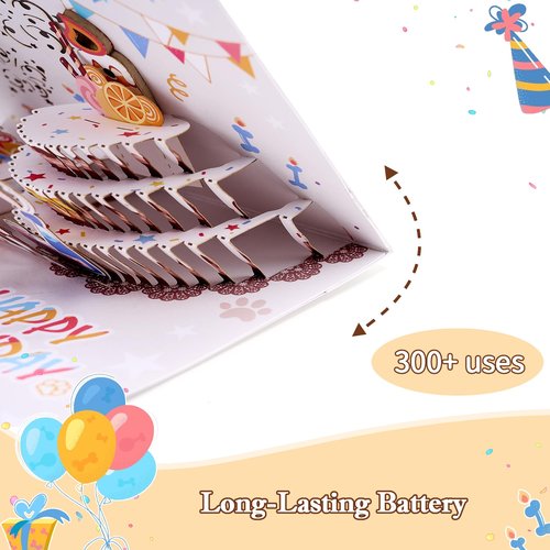 DERAKUS Dog Birthday Cards 3D Pop up Greeting Card with Lights & Woof Music & Blowable Candle Funny Birthday Gifts Card for Dog Lovers Women Men Kids Mom Dad
