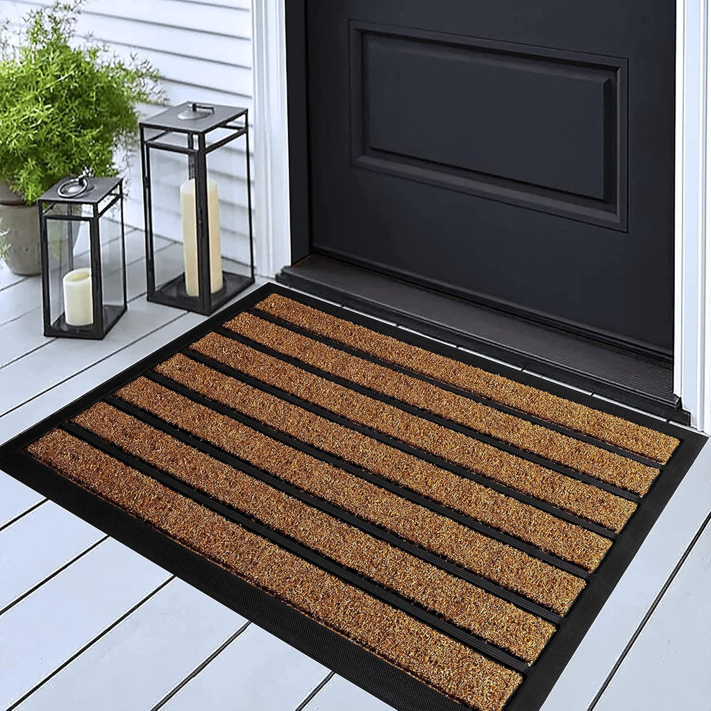 Ubdyo Extra Durable Door Mat - Non-Slip Dirt Trapping Welcome Mat for Indoor/Outdoor Use - 30" x 17", Bright Brown