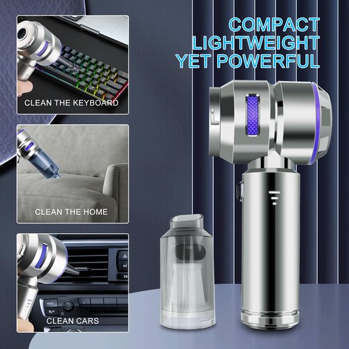 Handheld Vacuum Cordless, 21000Pa Wireless Handheld Car Vacuum Cleaner Strong Suction, 4 in 1 Mini Vacuum Portable Cordless, 100W High Power Brushless Motor & Air Duster for Car, Home, Gifts (Blue)