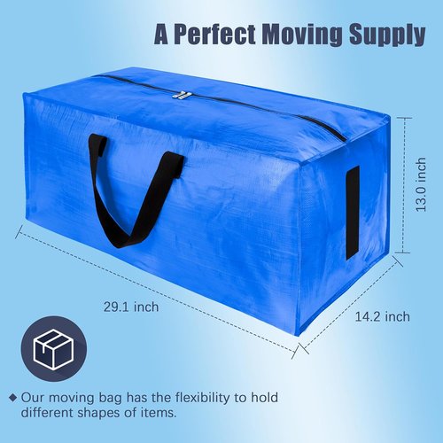 HOMESURE 12 Pack Large Water-Resistant Moving Bags - Heavy Duty Storage Totes with Zippers & Handles - Sky Blue