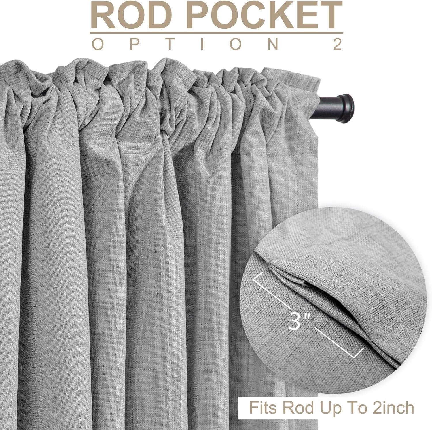 Skiennix 100% Blackout Curtains - Thermal Insulated Ash Grey Drapes | 50" W x 96" L, 2 Panels Set
