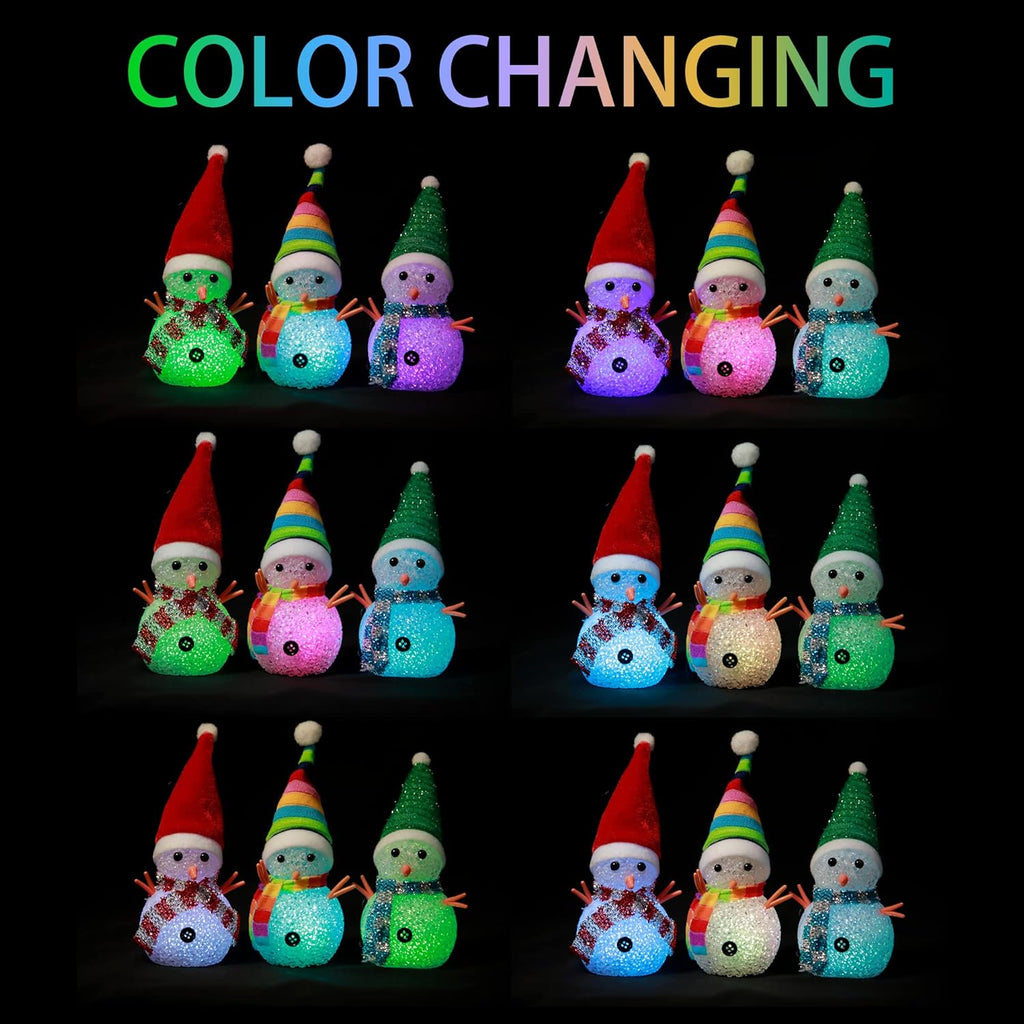 YAKii LED Snowmen Lamp - Color Changing Christmas Decorations | 7.3'' Desk Centerpiece Set of 3